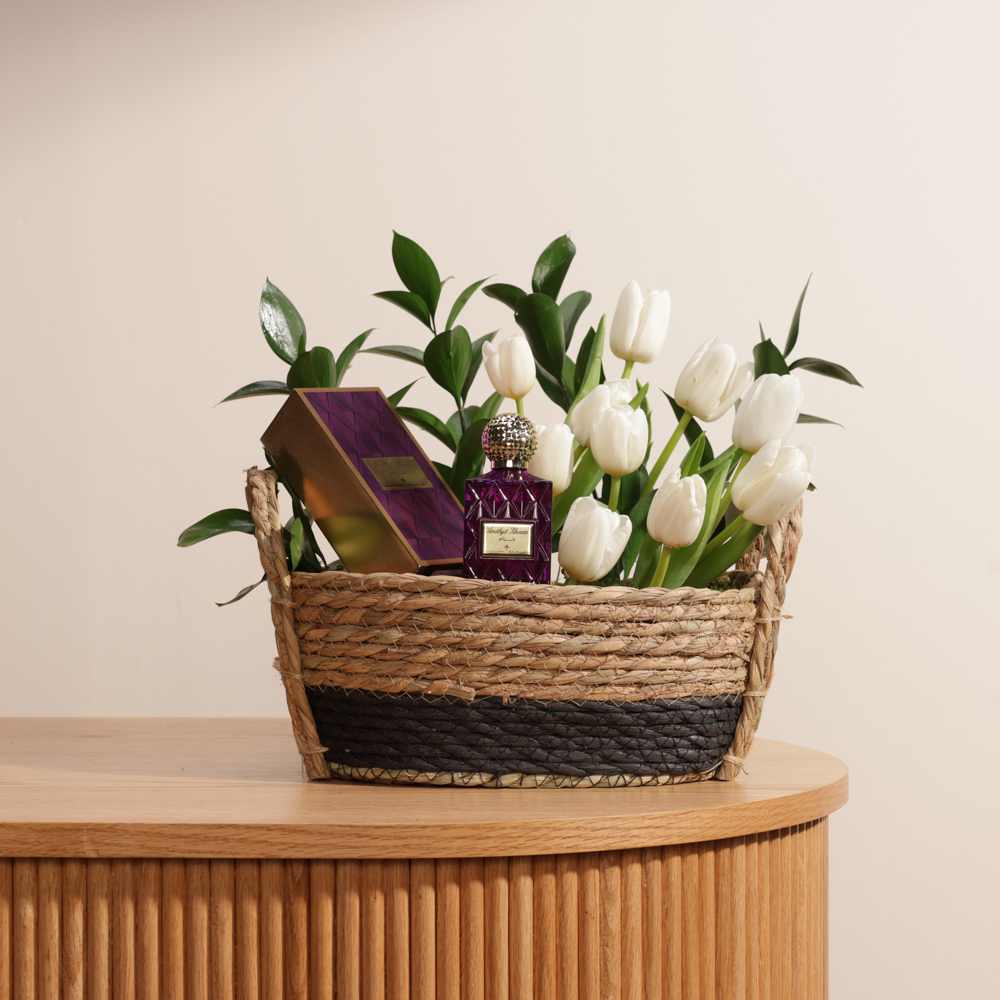 عطر أميثست خزام من إبراهيم القرشي 75مل | سلة زهور توليب