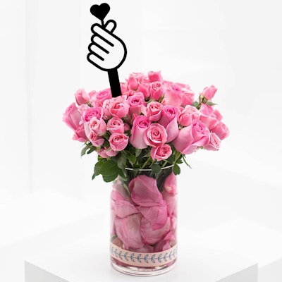 15 Pink Baby Rose | Cylinder Vase 