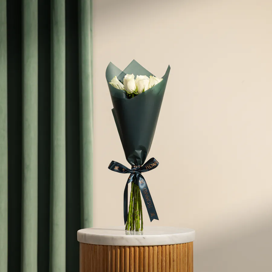 Rustic Charm White Roses Bouquet | 12 Flowers 5