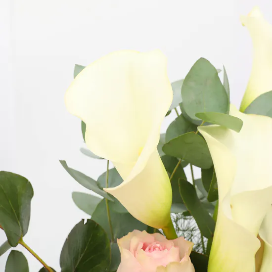 Esperance Roses & White Calla | Square Vase