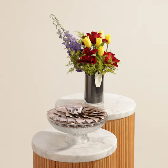 Abucci Pistachio Kunafa Chocolate Tray | Heartwarming Flower Box