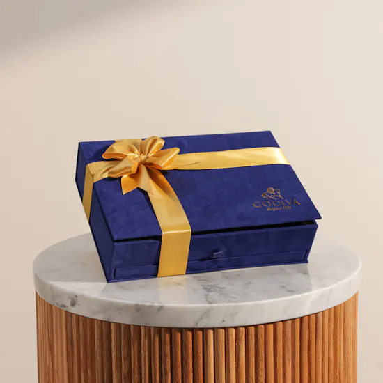 Godiva Large Luxury Velvet Navy Blue Chocolate Box