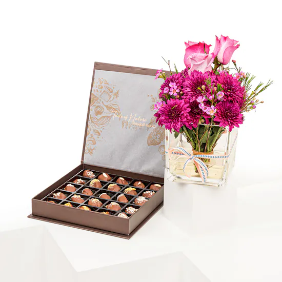 Svanah Dates with Chocolate Box | Purple Flowers