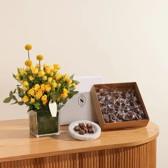 Soucolat Wrapped Chocolate Mix Box | Charming Flower Vase