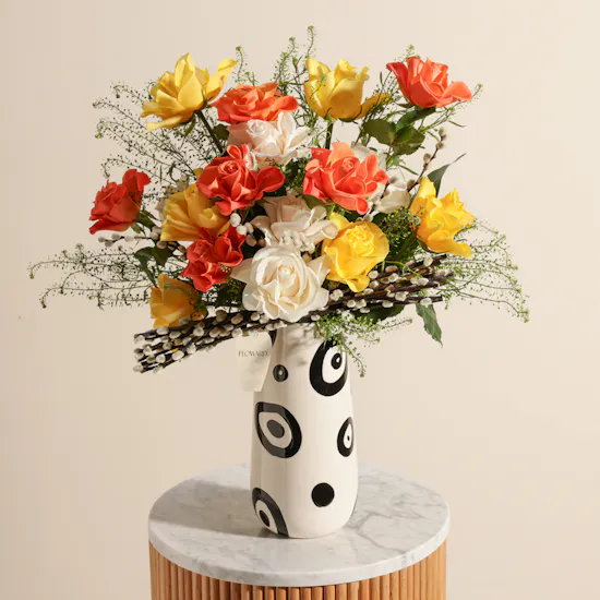 Golden Glow Flowers Vase