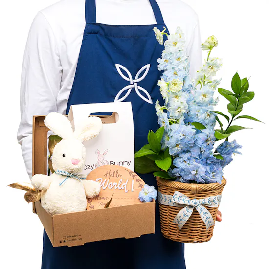 Cozy Bunny Blue Basket | Flowers