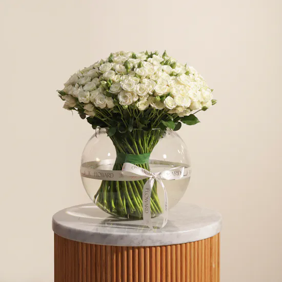 Angelic White Baby Rose Vase