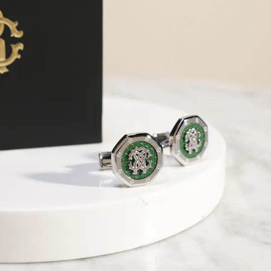 Roberto Cavalli Silver & Green Men's Cufflinks