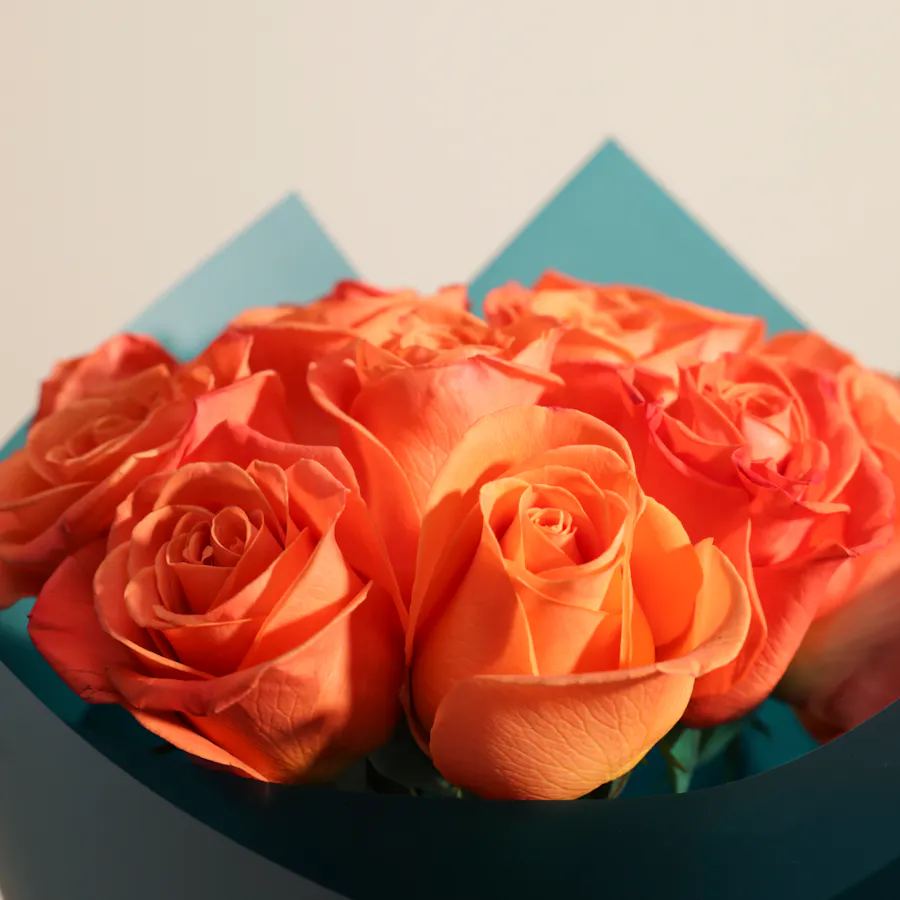 Shiny Orange Roses Bouquet | 12 Roses 5