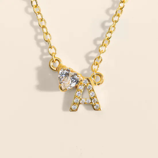 Hrh Dainty Letter A and Stone Gold Plated Necklace