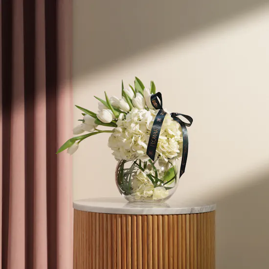 Graceful Hydrangea and Tulip Vase
