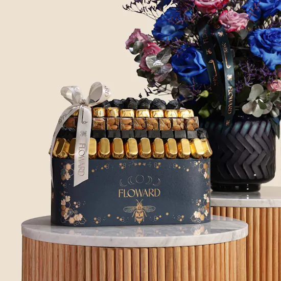 Floward Assorted Chocolate Box | Midnight Reverie Flower Vase