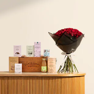 Cartwright & Butler Bishopdale Hamper | Dazzling Red Rose Bouquet