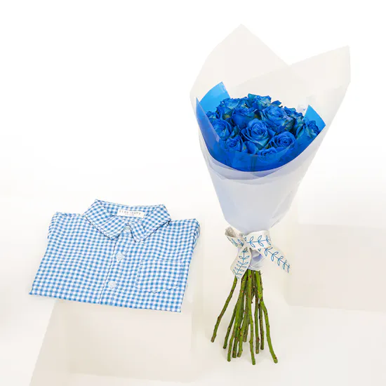 Dee Mama Blue Checkered Romper | Blue Rose