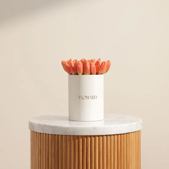 Orange Tulip Touch Flower Box | 30 Flowers