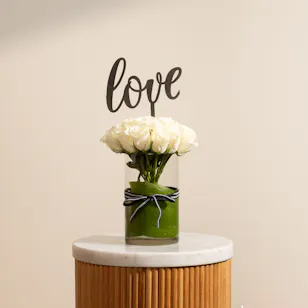 Love White Roses Vase