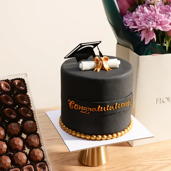 Floward Graduation Cake and Chocolates | Joyous Flowers