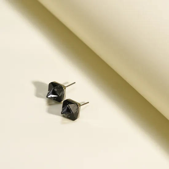 Swarovski 3D Dark Gray Pyramid-Cut Crystals Women's Earrings