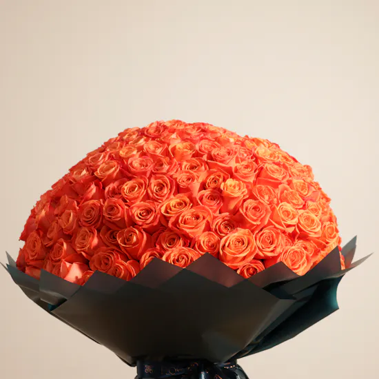 Orange Roses Bouquet | 250 Flowers