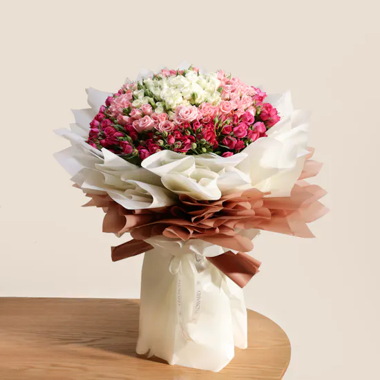 Vibrant Colorful Baby Rose Bouquet | 75 Flowers