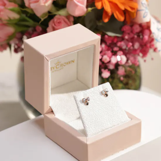 Baby Crown Rose Heart Earrings | Pink Sunrise Vase