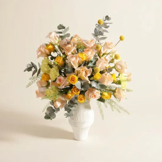 Golden Serenity Flowers Vase