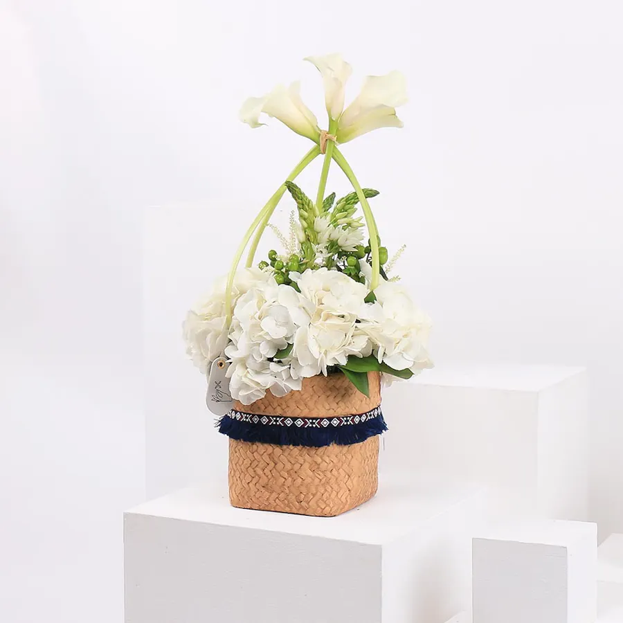 White Flowers | Ceramic plant pot  5