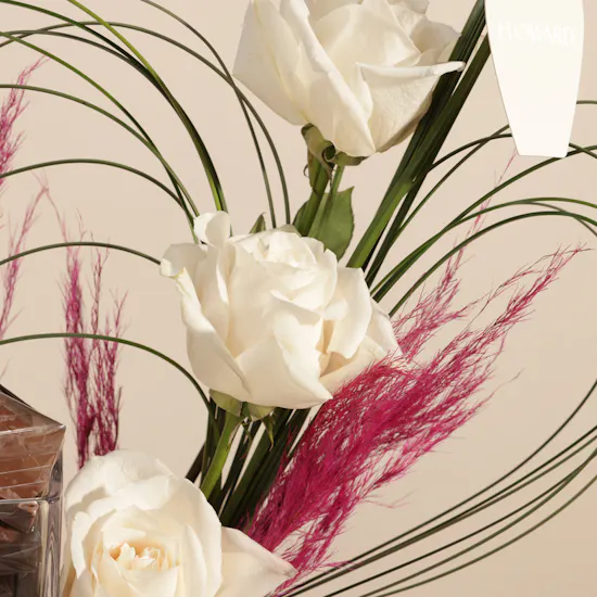 Floward Square Plain Chocolates | Vibrant Colors Flowers Vase