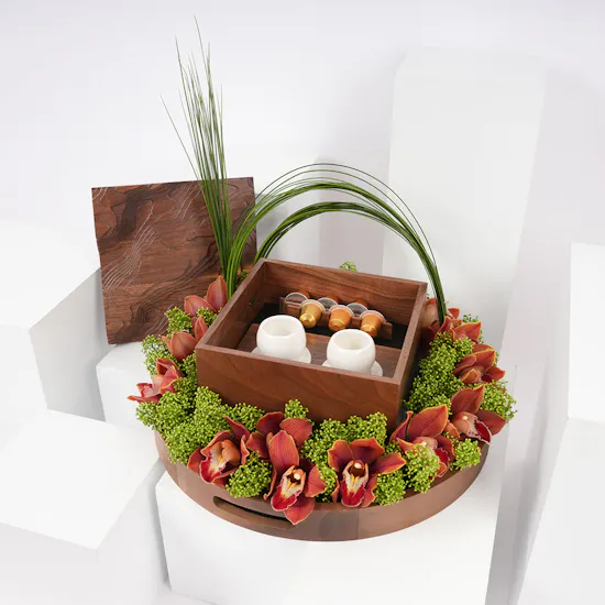 Saudi Artisanal Company Coffee Set | Orange Cymbidium