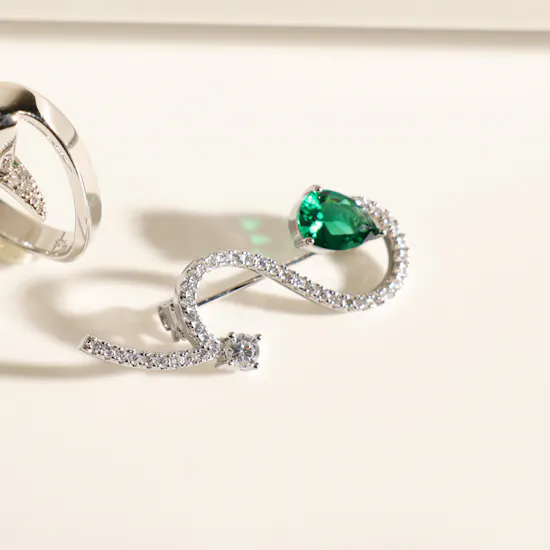 Floward Green Emerald Twisted Women's Jewelry Set