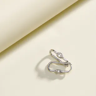 Gold Land White Gold Hoops with Pear Diamond