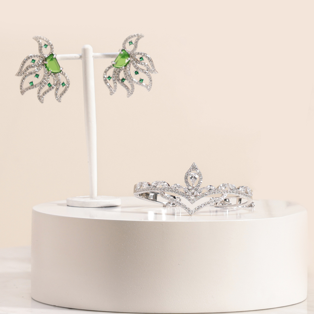 Floward Silver Jewelry Set | Light Green