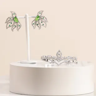 Floward Silver Jewelry Set | Light Green