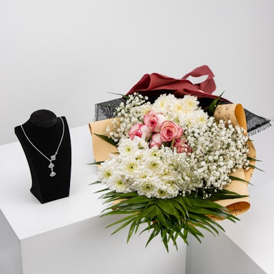 Felizmoda Silver Necklace with Flowers Bouquet VI