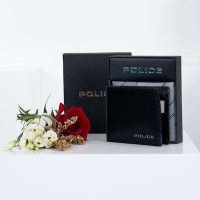 Police Gents Wallet BLK With Flowers