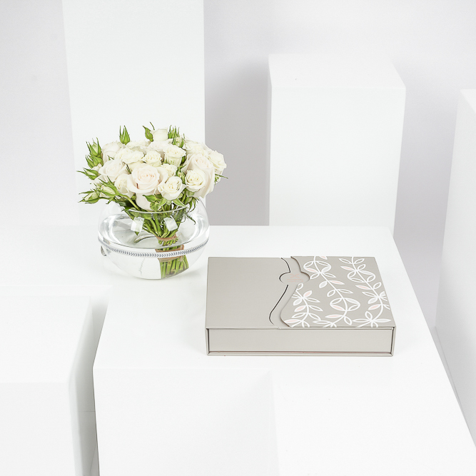 Floward Small Mixed Chocolate Box | White Roses Vase