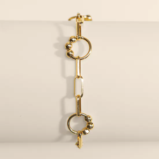 Siran Yellow Gold Beaded Circle Link Bracelet