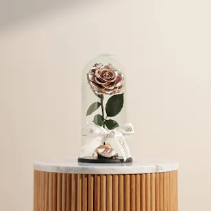 Shiny Gold Single Preserved Rose Dome