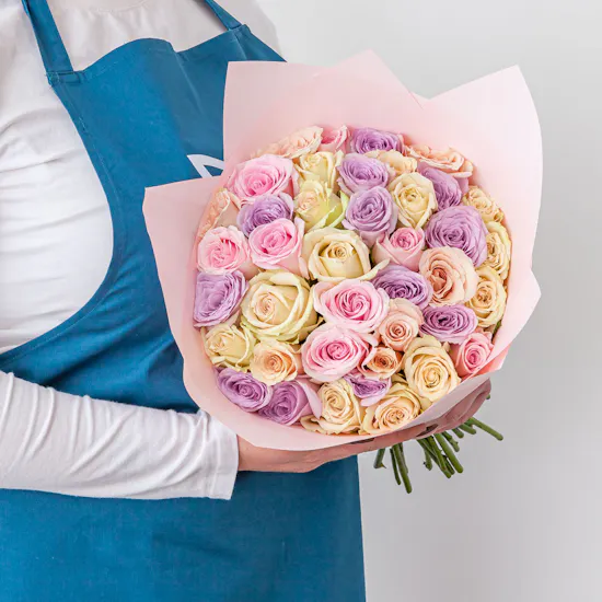 40 Pastel Mixed Rose Bouquet