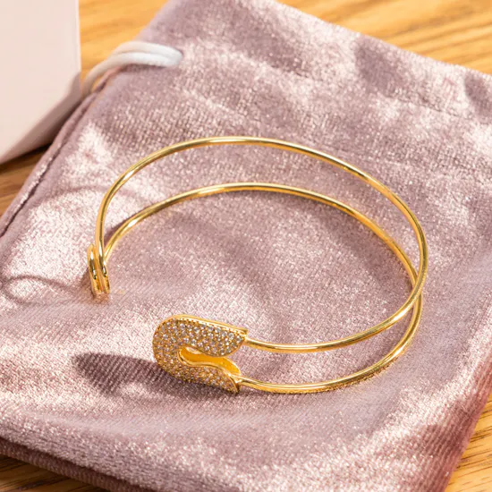 Hrh Safety Pin Gold Plated Bangle