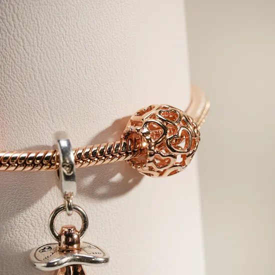 Pandora Rose Gold Heart and Baby Charm Bracelet Set