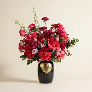 The Art of Fuchsia and Purple Flower Vase