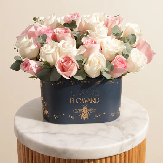 Peaceful Pink and White Roses Box