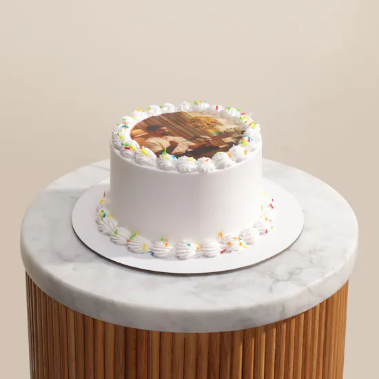 Mister Baker Personalized White Photo Cake with Sprinkles