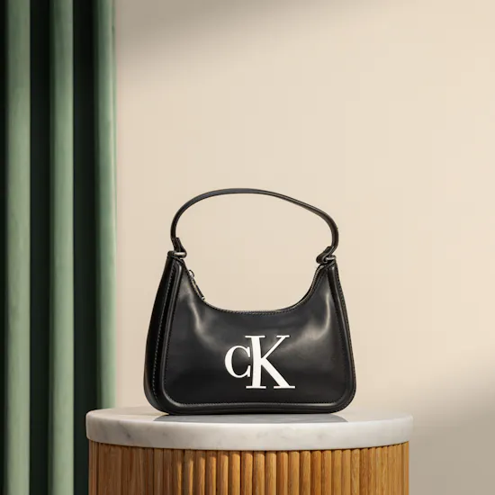 Calvin Klein Black Embossed Monogram Women’s Shoulder Bag