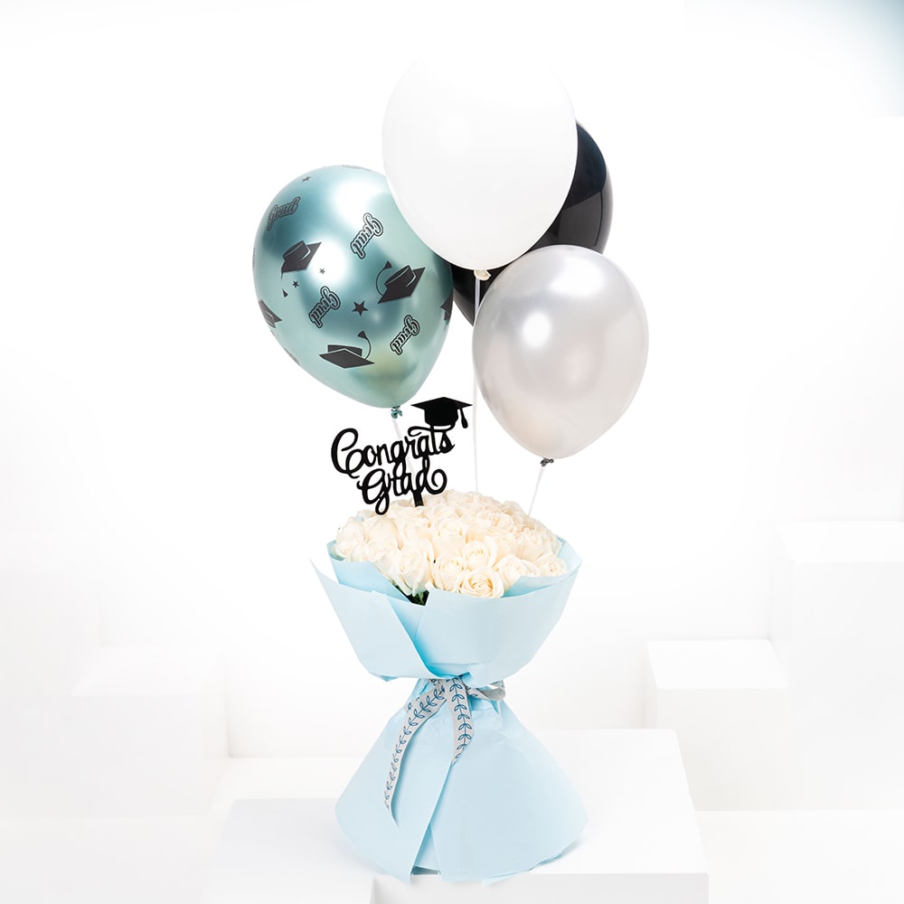 باقة الجوري الابيض للتخرج 