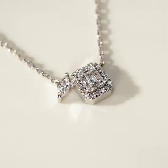 Gold Land Baguette Diamond Necklace