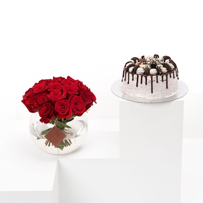 25 Red rose with Oreo cake