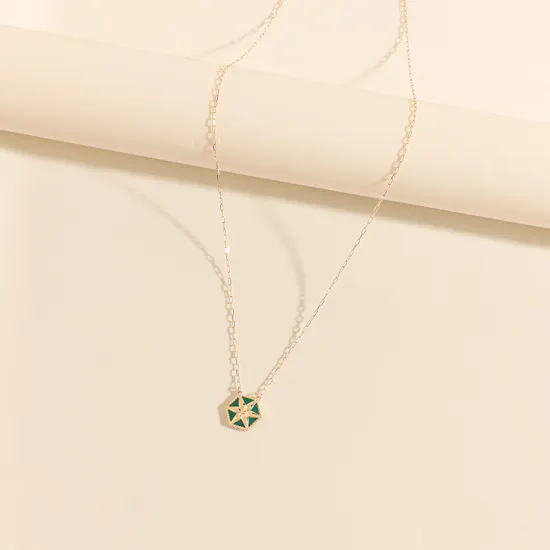 Midad Bahja Green Color Gold Necklace