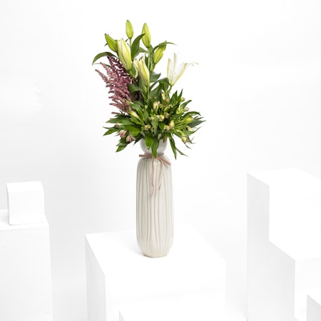 Vivid Spring Flowers | White Vase